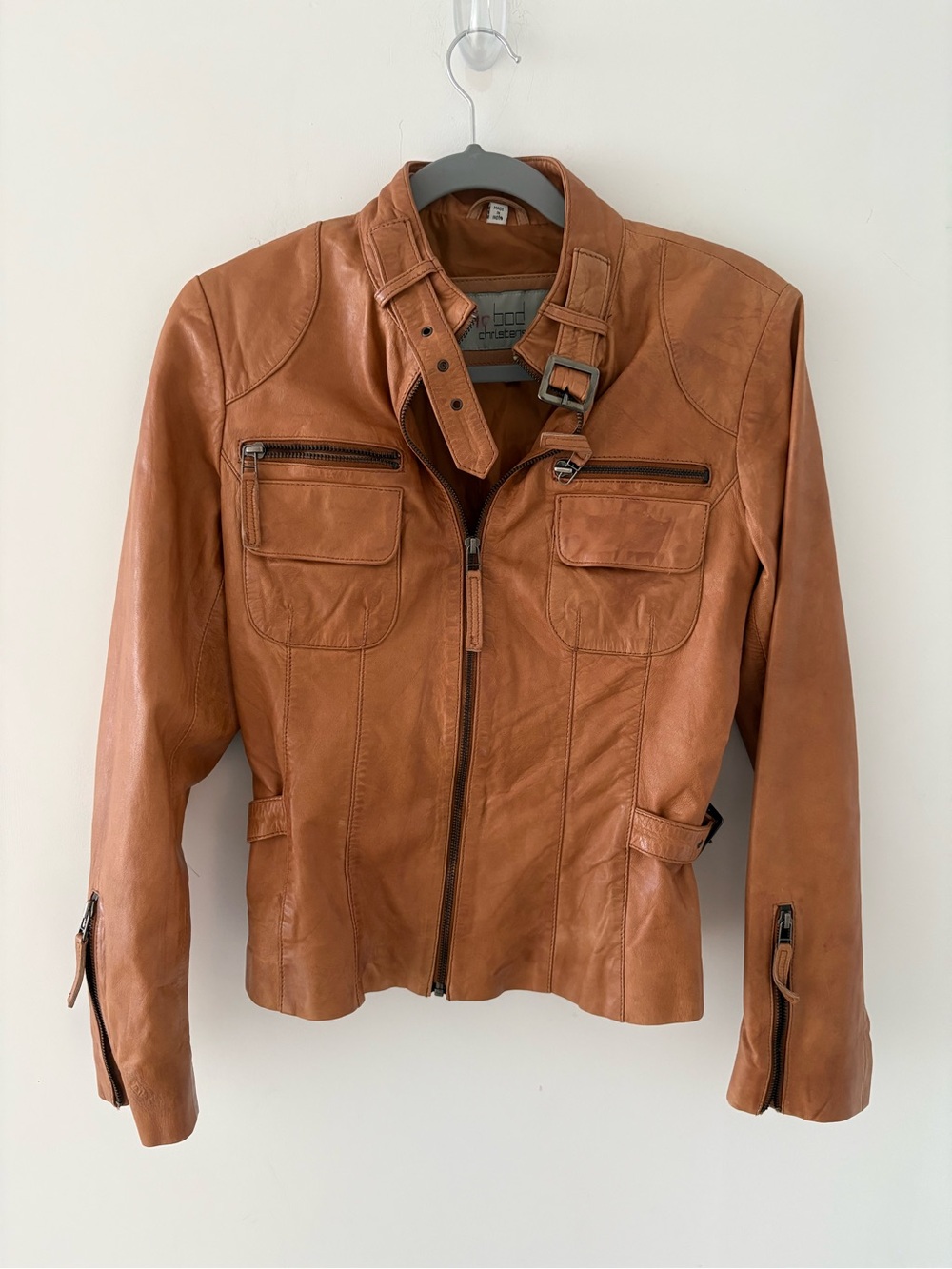 Bod and Christensen Cognac Genuine Leather Jacket.
Size S.